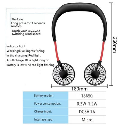 Portable Neck Fan - USB Rechargeable Wearable Cooling Fan For Traveling
